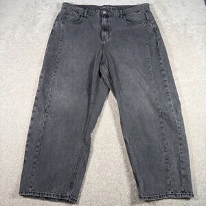 Old Navy Barrel Leg Gray Jeans Womens 18 (FITS 38 X 25.5) Hi Rise Denim Stretch